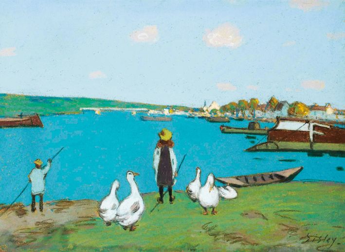  阿尔弗莱德·西斯莱 Alfred Sisley——圣芒美河畔的鹅 (2)